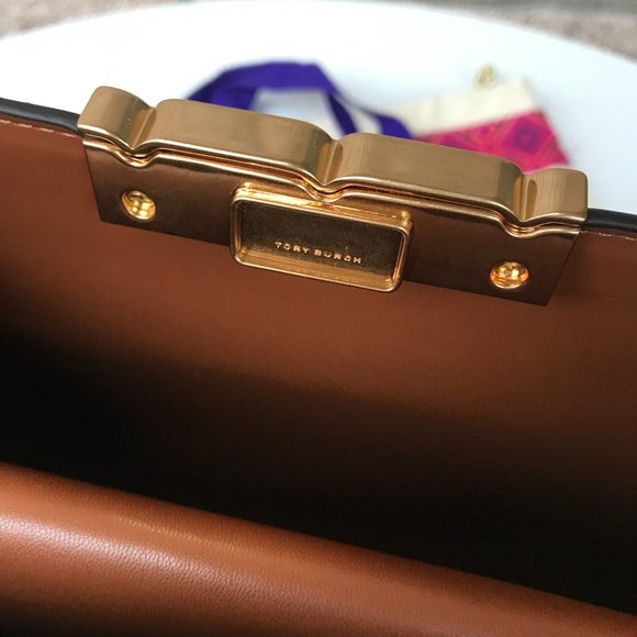 New brown Tory Burch Eleanor Spazzolato Satchel bag - Picture 8 of 9